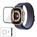 สายรัดนาฬิกาไนลอนแบบห่วงพร้อมฟิล์มโค้ง 3D สำหรับ Apple Watch Series ขนาด 40 มม., สำหรับ Apple Watch Ultra 2 / 1 ขนาด 49 มม., สำหรับ Apple Watch Series ขนาด 45 มม.