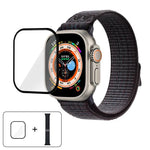 สายรัดนาฬิกาไนลอนแบบห่วงพร้อมฟิล์มโค้ง 3D สำหรับ Apple Watch Series ขนาด 40 มม., สำหรับ Apple Watch Ultra 2 / 1 ขนาด 49 มม., สำหรับ Apple Watch Series ขนาด 45 มม.