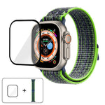 สายรัดนาฬิกาไนลอนแบบห่วงพร้อมฟิล์มโค้ง 3D สำหรับ Apple Watch Series ขนาด 40 มม., สำหรับ Apple Watch Ultra 2 / 1 ขนาด 49 มม., สำหรับ Apple Watch Series ขนาด 45 มม.
