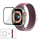 สายรัดนาฬิกาไนลอนแบบห่วงพร้อมฟิล์มโค้ง 3D สำหรับ Apple Watch Series ขนาด 40 มม., สำหรับ Apple Watch Ultra 2 / 1 ขนาด 49 มม., สำหรับ Apple Watch Series ขนาด 45 มม.