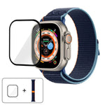 สายรัดนาฬิกาไนลอนแบบห่วงพร้อมฟิล์มโค้ง 3D สำหรับ Apple Watch Series ขนาด 40 มม., สำหรับ Apple Watch Ultra 2 / 1 ขนาด 49 มม., สำหรับ Apple Watch Series ขนาด 45 มม.
