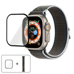 สายรัดนาฬิกาไนลอนแบบห่วงพร้อมฟิล์มโค้ง 3D สำหรับ Apple Watch Series ขนาด 40 มม., สำหรับ Apple Watch Ultra 2 / 1 ขนาด 49 มม., สำหรับ Apple Watch Series ขนาด 45 มม.