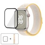 สายรัดนาฬิกาไนลอนแบบห่วงพร้อมฟิล์มโค้ง 3D สำหรับ Apple Watch Series ขนาด 41 มม., สำหรับ Apple Watch Series ขนาด 38 มม., สำหรับ Apple Watch Series ขนาด 42 มม.