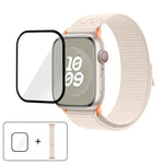 สายรัดนาฬิกาไนลอนแบบห่วงพร้อมฟิล์มโค้ง 3D สำหรับ Apple Watch Series ขนาด 41 มม., สำหรับ Apple Watch Series ขนาด 38 มม., สำหรับ Apple Watch Series ขนาด 42 มม.