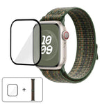 สายรัดนาฬิกาไนลอนแบบห่วงพร้อมฟิล์มโค้ง 3D สำหรับ Apple Watch Series ขนาด 41 มม., สำหรับ Apple Watch Series ขนาด 38 มม., สำหรับ Apple Watch Series ขนาด 42 มม.