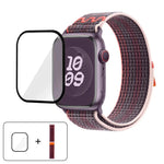 สายรัดนาฬิกาไนลอนแบบห่วงพร้อมฟิล์มโค้ง 3D สำหรับ Apple Watch Series ขนาด 41 มม., สำหรับ Apple Watch Series ขนาด 38 มม., สำหรับ Apple Watch Series ขนาด 42 มม.