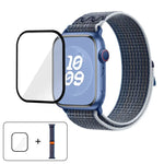 สายรัดนาฬิกาไนลอนแบบห่วงพร้อมฟิล์มโค้ง 3D สำหรับ Apple Watch Series ขนาด 41 มม., สำหรับ Apple Watch Series ขนาด 38 มม., สำหรับ Apple Watch Series ขนาด 42 มม.