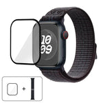 สายรัดนาฬิกาไนลอนแบบห่วงพร้อมฟิล์มโค้ง 3D สำหรับ Apple Watch Series ขนาด 41 มม., สำหรับ Apple Watch Series ขนาด 38 มม., สำหรับ Apple Watch Series ขนาด 42 มม.