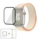 สายรัดนาฬิกาไนลอนแบบห่วงพร้อมฟิล์มโค้ง 3D สำหรับ Apple Watch Series ขนาด 41 มม., สำหรับ Apple Watch Series ขนาด 38 มม., สำหรับ Apple Watch Series ขนาด 42 มม.