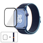 สายรัดนาฬิกาไนลอนแบบห่วงพร้อมฟิล์มโค้ง 3D สำหรับ Apple Watch Series ขนาด 41 มม., สำหรับ Apple Watch Series ขนาด 38 มม., สำหรับ Apple Watch Series ขนาด 42 มม.