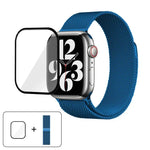 สายรัดนาฬิกาสแตนเลสสตีล Milanese พร้อมฟิล์มโค้ง 3D สำหรับ Apple Watch Series 10 ขนาด 46 มม., สำหรับ Apple Watch Series 10 ขนาด 42 มม., สำหรับ Apple Watch Series ขนาด 44 มม.