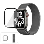 สายรัดนาฬิกาสแตนเลสสตีล Milanese พร้อมฟิล์มโค้ง 3D สำหรับ Apple Watch Series ขนาด 40 มม., สำหรับ Apple Watch Ultra 2 / 1 ขนาด 49 มม., สำหรับ Apple Watch Series ขนาด 45 มม.