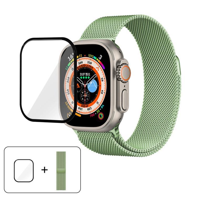 สายรัดนาฬิกาสแตนเลสสตีล Milanese พร้อมฟิล์มโค้ง 3D สำหรับ Apple Watch Series ขนาด 40 มม., สำหรับ Apple Watch Ultra 2 / 1 ขนาด 49 มม., สำหรับ Apple Watch Series ขนาด 45 มม.