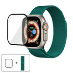 สายรัดนาฬิกาสแตนเลสสตีล Milanese พร้อมฟิล์มโค้ง 3D สำหรับ Apple Watch Series ขนาด 40 มม., สำหรับ Apple Watch Ultra 2 / 1 ขนาด 49 มม., สำหรับ Apple Watch Series ขนาด 45 มม.