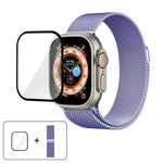 สายรัดนาฬิกาสแตนเลสสตีล Milanese พร้อมฟิล์มโค้ง 3D สำหรับ Apple Watch Series ขนาด 40 มม., สำหรับ Apple Watch Ultra 2 / 1 ขนาด 49 มม., สำหรับ Apple Watch Series ขนาด 45 มม.