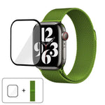 สายรัดนาฬิกาสแตนเลสสตีล Milanese พร้อมฟิล์มโค้ง 3D สำหรับ Apple Watch Series ขนาด 40 มม., สำหรับ Apple Watch Ultra 2 / 1 ขนาด 49 มม., สำหรับ Apple Watch Series ขนาด 45 มม.