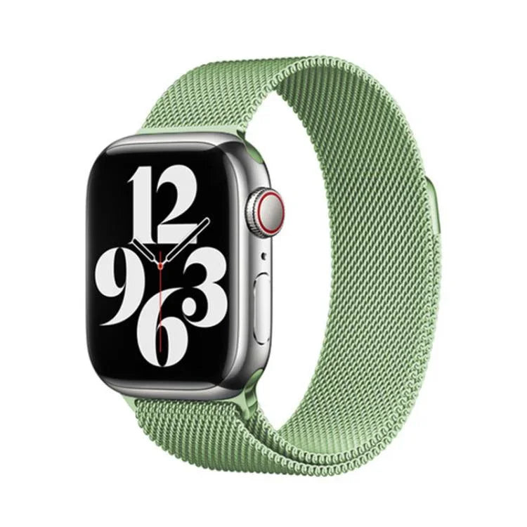 สายรัดนาฬิกาสแตนเลสสตีล Milanese พร้อมฟิล์มโค้ง 3D สำหรับ Apple Watch Series ขนาด 41 มม., สำหรับ Apple Watch Series ขนาด 38 มม., สำหรับ Apple Watch Series ขนาด 42 มม.