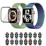 สายรัดนาฬิกาสแตนเลสสตีล Milanese พร้อมฟิล์มโค้ง 3D สำหรับ Apple Watch Series ขนาด 40 มม., สำหรับ Apple Watch Ultra 2 / 1 ขนาด 49 มม., สำหรับ Apple Watch Series ขนาด 45 มม.