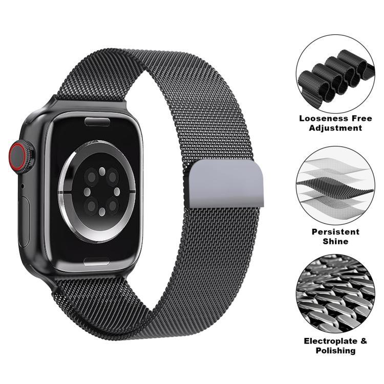 สายรัดนาฬิกาสแตนเลสสตีล Milanese พร้อมฟิล์มโค้ง 3D สำหรับ Apple Watch Series ขนาด 40 มม., สำหรับ Apple Watch Ultra 2 / 1 ขนาด 49 มม., สำหรับ Apple Watch Series ขนาด 45 มม.