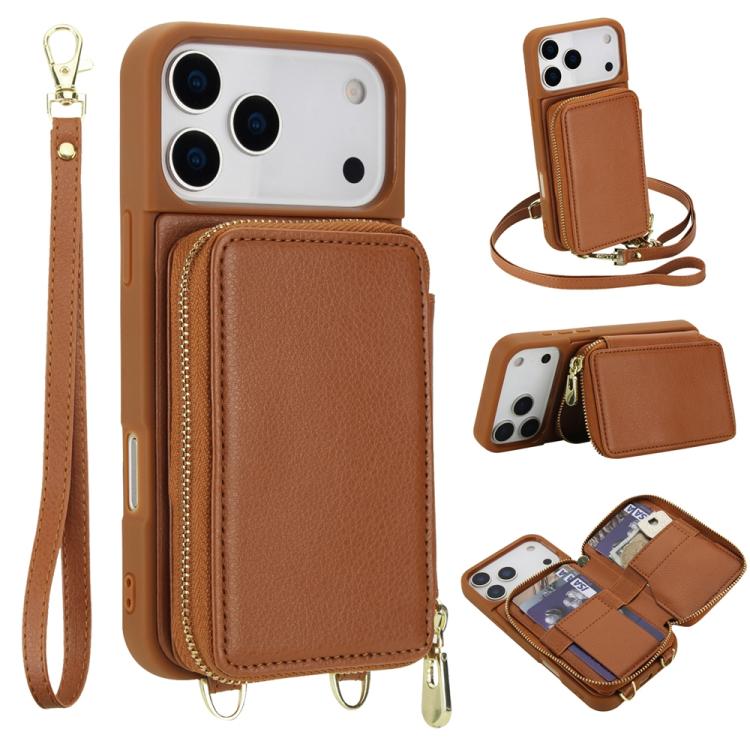 กระเป๋าใส่บัตร RFID แบบซิปสะพายข้างพร้อมเคสโทรศัพท์ สำหรับ iPhone 17 Pro Max, สำหรับ iPhone 17 Pro, สำหรับ iPhone Air, สำหรับ iPhone 15 Pro Max, สำหรับ iPhone 15 Pro, สำหรับ iPhone 15 Plus / 14 Plus
