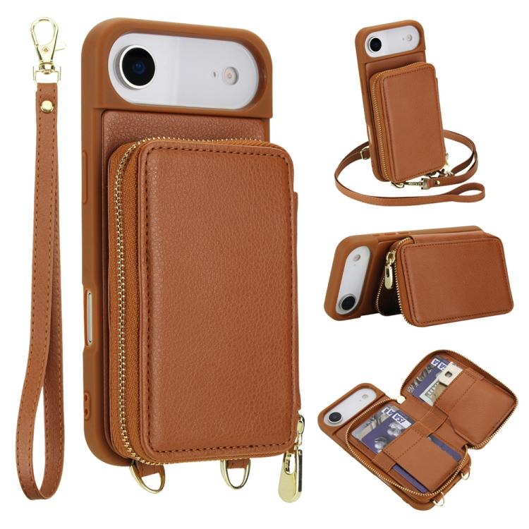 กระเป๋าใส่บัตร RFID แบบซิปสะพายข้างพร้อมเคสโทรศัพท์ สำหรับ iPhone 17 Pro Max, สำหรับ iPhone 17 Pro, สำหรับ iPhone Air, สำหรับ iPhone 15 Pro Max, สำหรับ iPhone 15 Pro, สำหรับ iPhone 15 Plus / 14 Plus