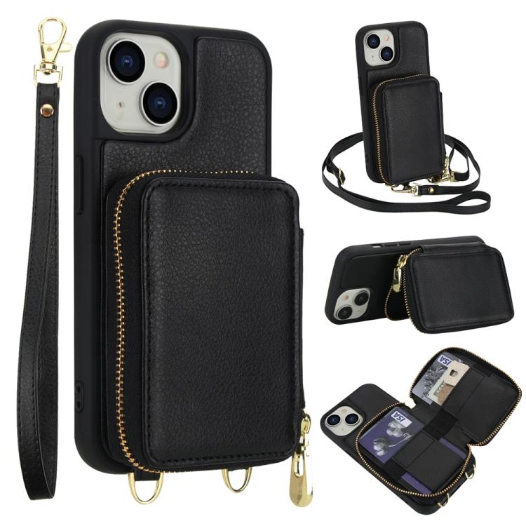 กระเป๋าใส่บัตร RFID แบบซิปสะพายข้างพร้อมเคสโทรศัพท์ สำหรับ iPhone 17 Pro Max, สำหรับ iPhone 17 Pro, สำหรับ iPhone Air, สำหรับ iPhone 15 Pro Max, สำหรับ iPhone 15 Pro, สำหรับ iPhone 15 Plus / 14 Plus