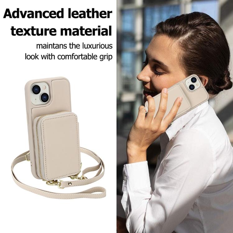 กระเป๋าใส่บัตร RFID แบบซิปสะพายข้างพร้อมเคสโทรศัพท์ สำหรับ iPhone 15, สำหรับ iPhone 14 / 13, สำหรับ iPhone 14 Pro, สำหรับ iPhone 14 Pro Max, สำหรับ iPhone 13 Pro Max, สำหรับ iPhone 13 Pro