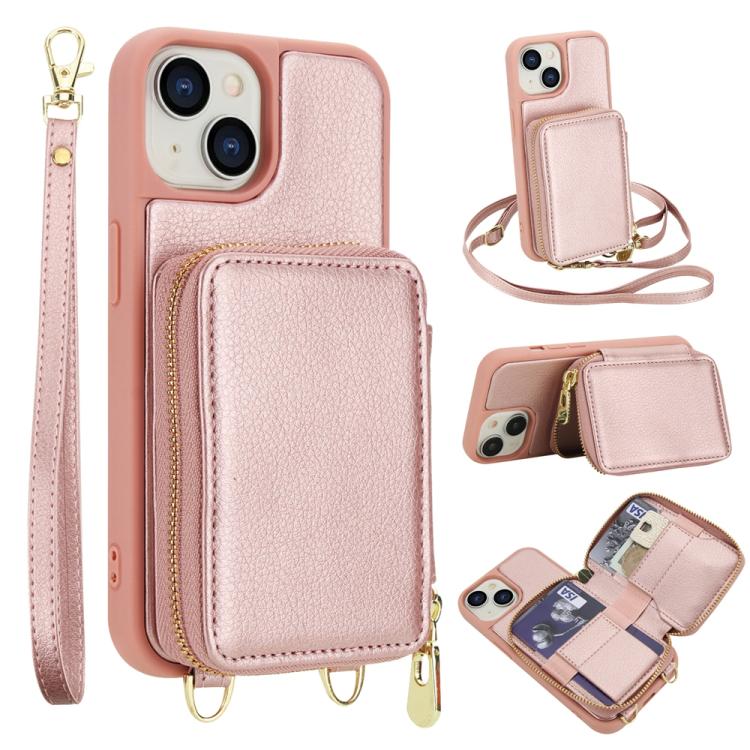 กระเป๋าใส่บัตร RFID แบบซิปสะพายข้างพร้อมเคสโทรศัพท์ สำหรับ iPhone 15, สำหรับ iPhone 14 / 13, สำหรับ iPhone 14 Pro, สำหรับ iPhone 14 Pro Max, สำหรับ iPhone 13 Pro Max, สำหรับ iPhone 13 Pro