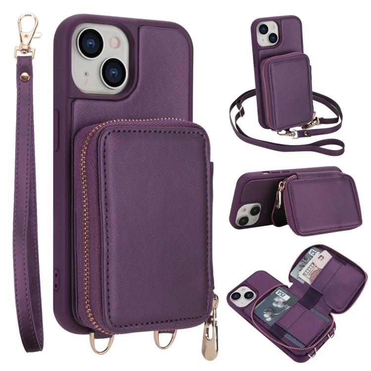 กระเป๋าใส่บัตร RFID แบบซิปสะพายข้างพร้อมเคสโทรศัพท์ สำหรับ iPhone 15, สำหรับ iPhone 14 / 13, สำหรับ iPhone 14 Pro, สำหรับ iPhone 14 Pro Max, สำหรับ iPhone 13 Pro Max, สำหรับ iPhone 13 Pro