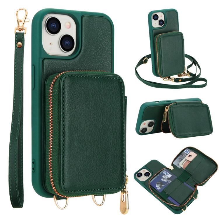 กระเป๋าใส่บัตร RFID แบบซิปสะพายข้างพร้อมเคสโทรศัพท์ สำหรับ iPhone 15, สำหรับ iPhone 14 / 13, สำหรับ iPhone 14 Pro, สำหรับ iPhone 14 Pro Max, สำหรับ iPhone 13 Pro Max, สำหรับ iPhone 13 Pro
