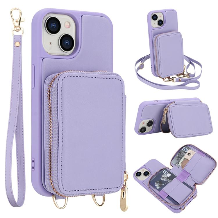 กระเป๋าใส่บัตร RFID แบบซิปสะพายข้างพร้อมเคสโทรศัพท์ สำหรับ iPhone 15, สำหรับ iPhone 14 / 13, สำหรับ iPhone 14 Pro, สำหรับ iPhone 14 Pro Max, สำหรับ iPhone 13 Pro Max, สำหรับ iPhone 13 Pro