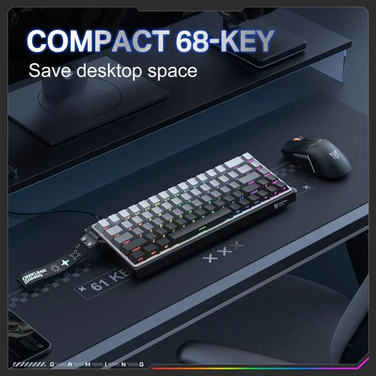 ONIKUMA G69 คีย์บอร์ดแบบมีสาย 68 ปุ่ม พร้อมไฟ RGB และสวิตช์แม่เหล็ก