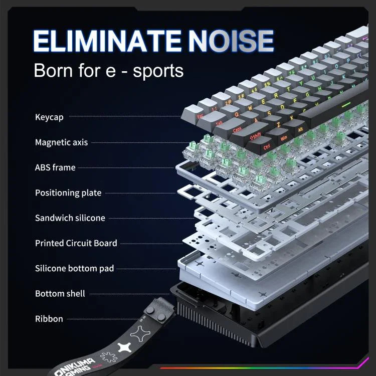 ONIKUMA G69 คีย์บอร์ดแบบมีสาย 68 ปุ่ม พร้อมไฟ RGB และสวิตช์แม่เหล็ก