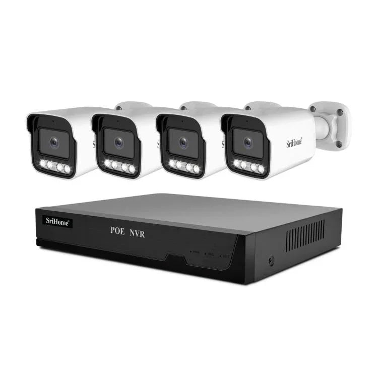 ชุดกล้องเครือข่ายบันทึกวิดีโอ SriHome NVS005-POE065 ความละเอียด 3MP 4 ช่อง POE, 3MP 4 ช่อง