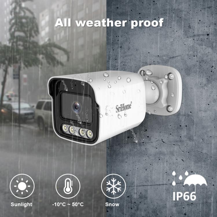 ชุดกล้องเครือข่ายบันทึกวิดีโอ SriHome NVS005-POE065 ความละเอียด 3MP 4 ช่อง POE, 3MP 4 ช่อง