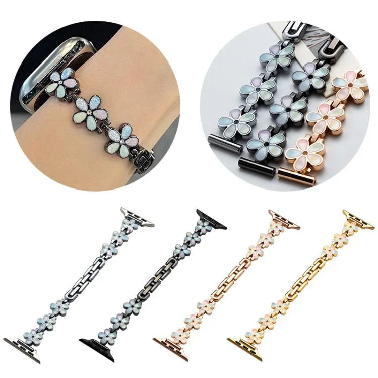 สายรัดนาฬิกาโลหะกลีบดอกไม้ xDfind สำหรับ Apple Watch ขนาด 42 / 44 / 45 / 46 / 49 มม., สำหรับ Apple Watch ขนาด 38 / 40 / 41 / S10 42 มม.