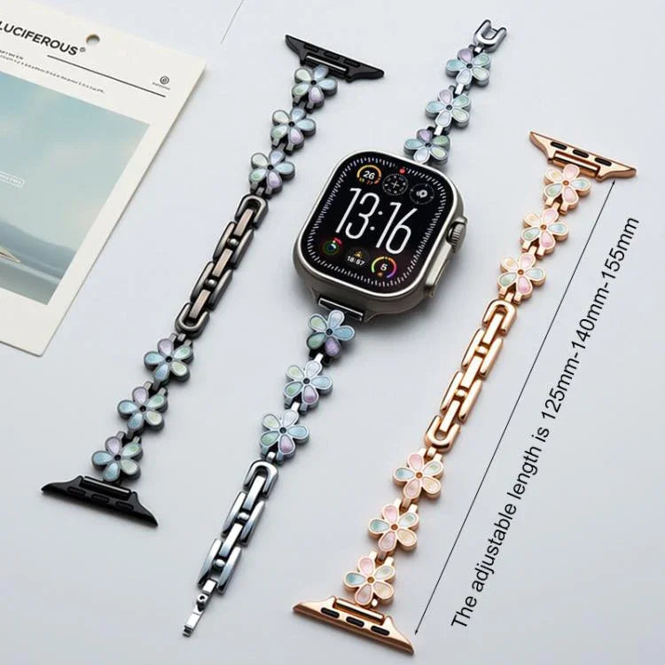 สายรัดนาฬิกาโลหะกลีบดอกไม้ xDfind สำหรับ Apple Watch ขนาด 42 / 44 / 45 / 46 / 49 มม., สำหรับ Apple Watch ขนาด 38 / 40 / 41 / S10 42 มม.