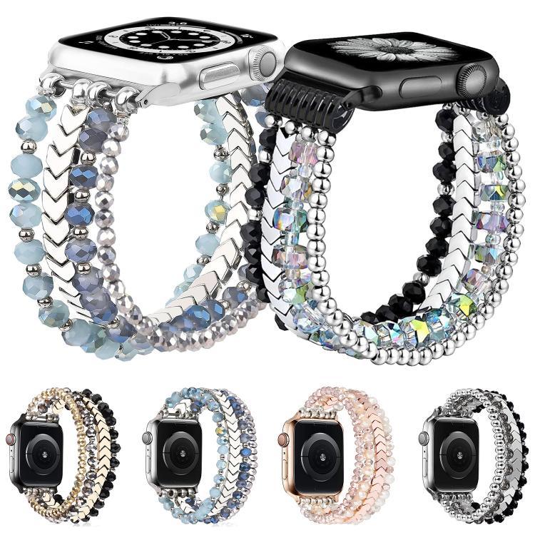 สายรัดนาฬิกาโลหะลูกปัดคริสตัลลูกศร xDfind สำหรับ Apple Watch ขนาด 42 / 44 / 45 / 46 / 49 มม., สำหรับ Apple Watch ขนาด 38 / 40 / 41 / S10 42 มม.