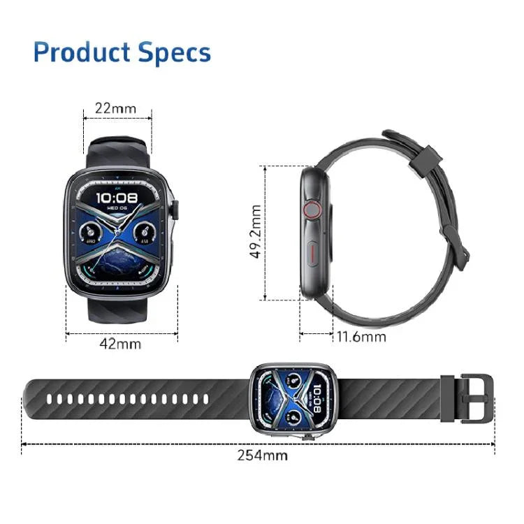 GTS10 สมาร์ทวอทช์ฟิตเนสหน้าจอ AMOLED 1.95 นิ้ว รองรับการตรวจวัดอัตราการเต้นของหัวใจ
