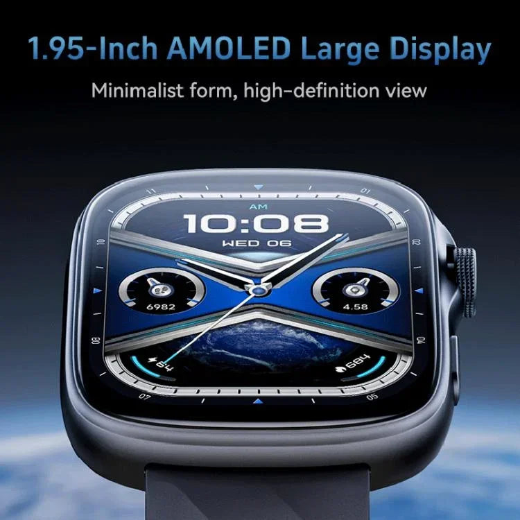 GTS10 สมาร์ทวอทช์ฟิตเนสหน้าจอ AMOLED 1.95 นิ้ว รองรับการตรวจวัดอัตราการเต้นของหัวใจ