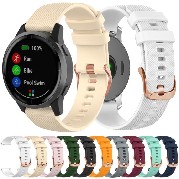 For Garmin Vivoactive 5 / Venu / Forerunner 165 xDfind Rose Gold Buckle Silicone Sport Watch Band, 18mm, 20mm, 22mm