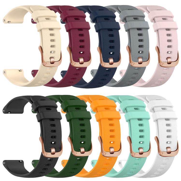 For Garmin Vivoactive 5 / Venu / Forerunner 165 xDfind Rose Gold Buckle Silicone Sport Watch Band, 18mm, 20mm, 22mm