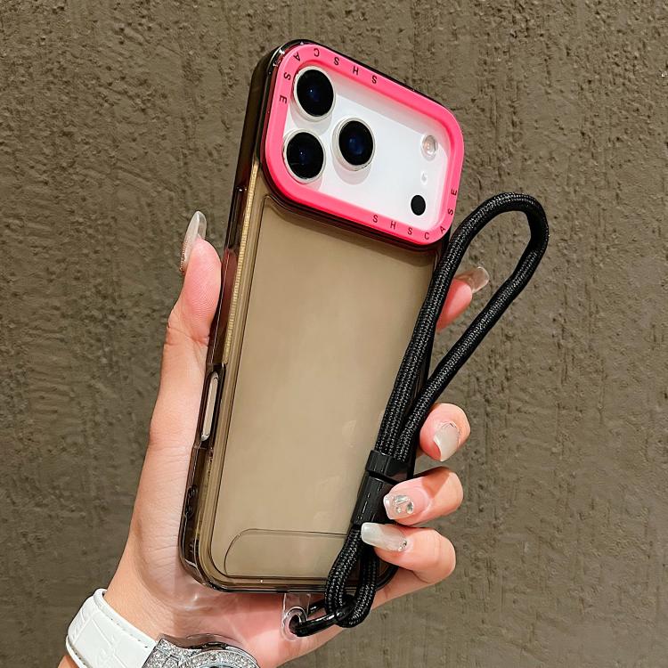 เคสโทรศัพท์ TPU โปร่งใสกรอบเลนส์สีตัดกันพร้อมสายคล้อง สำหรับ iPhone 17 Pro Max, สำหรับ iPhone 17 Pro