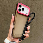 เคสโทรศัพท์ TPU โปร่งใสกรอบเลนส์สีตัดกันพร้อมสายคล้อง สำหรับ iPhone 17 Pro Max, สำหรับ iPhone 17 Pro