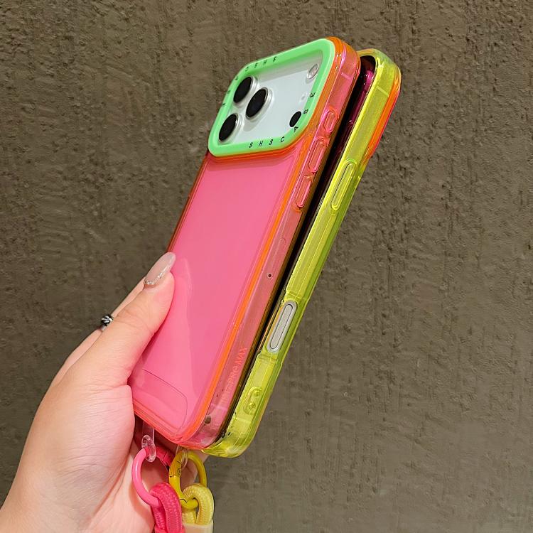 เคสโทรศัพท์ TPU โปร่งใสกรอบเลนส์สีตัดกันพร้อมสายคล้อง สำหรับ iPhone 17 Pro Max, สำหรับ iPhone 17 Pro