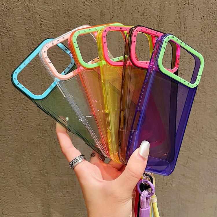 เคสโทรศัพท์ TPU โปร่งใสกรอบเลนส์สีตัดกันพร้อมสายคล้อง สำหรับ iPhone 17 Pro Max, สำหรับ iPhone 17 Pro