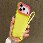 เคสโทรศัพท์ TPU โปร่งใสกรอบเลนส์สีตัดกันพร้อมสายคล้อง สำหรับ iPhone 17 Pro Max, สำหรับ iPhone 17 Pro