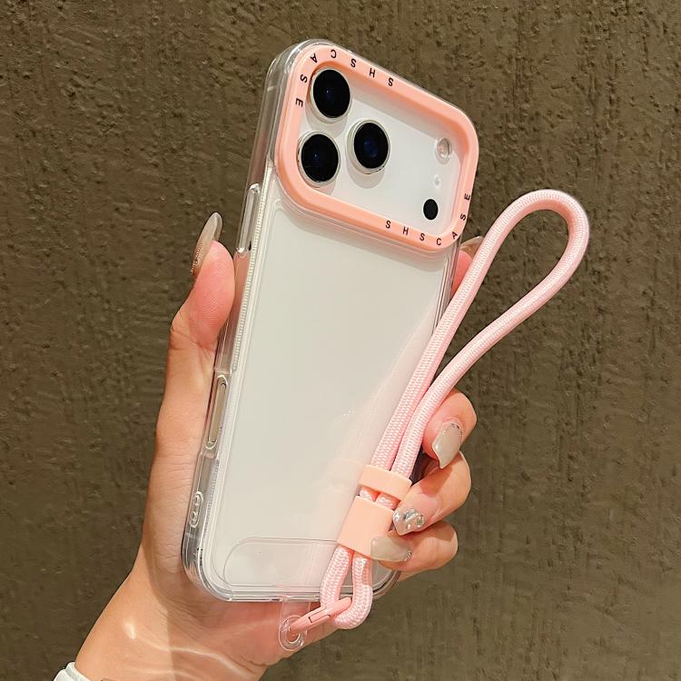 เคสโทรศัพท์ TPU โปร่งใสกรอบเลนส์สีตัดกันพร้อมสายคล้อง สำหรับ iPhone 17 Pro Max, สำหรับ iPhone 17 Pro
