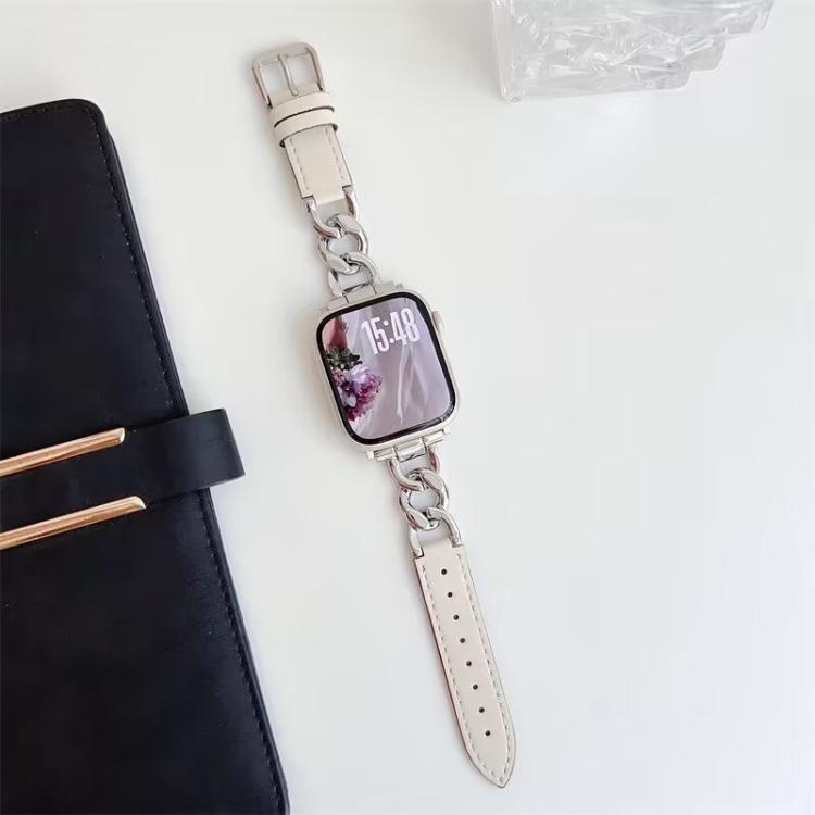 สายรัดนาฬิกาหนังผสมโลหะโซ่ผ้ายีนส์ xDfind สำหรับ Apple Watch ขนาด 42 / 44 / 45 / 46 / 49 มม., สำหรับ Apple Watch ขนาด 38 / 40 / 41 / S10 42 มม.