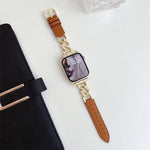 สายรัดนาฬิกาหนังผสมโลหะโซ่ผ้ายีนส์ xDfind สำหรับ Apple Watch ขนาด 42 / 44 / 45 / 46 / 49 มม., สำหรับ Apple Watch ขนาด 38 / 40 / 41 / S10 42 มม.
